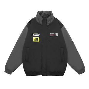 FDR China-Chic American Zhangzai color blocking stand collar cotton padded clothes for men and women in autumn and winter thickened lovers' bread jackets