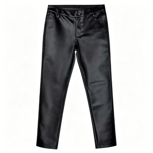 Slim leather pants men with velvet thickened elastic winter warming motorcycle motorcycle youth windproof and waterproof men's feet