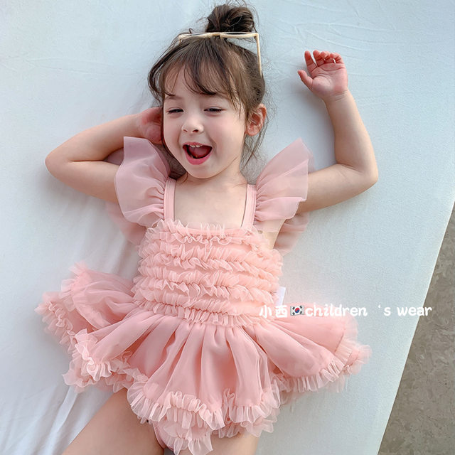 2024 new baby girl summer tutu skirt swimsuit mesh skirt cute girl summer quick-drying swimsuit