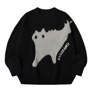 PSO Brand Men's and Women's Round Neck Sweater Loose Knitwear Top Lazy Loose Feeling Sweater Winter