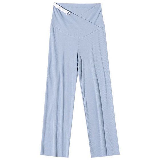 
Pregnant women's pants ice silk summer thin wide-leg pants abdomen support straight-leg casual pants large-size summer leggings outside women