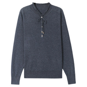 
Hengyuanxiang V-neck cashmere sweater women's short sweater 2025 spring and autumn new loose long-sleeved sweater top thin