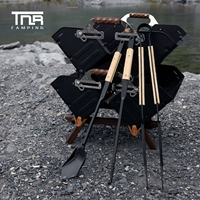 TNR Outdoor Loan Camp Camp Bamboo Rande Fire Tong Fire Shovel Fire Hook Специальное оборудование Anti -Hot углеродная стальная плита легко хранить