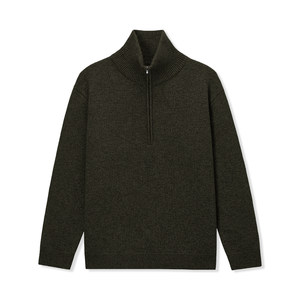 
UNICAHOMME/yak wool sweater men's wool blended zipper stand collar pullover sweater for men
