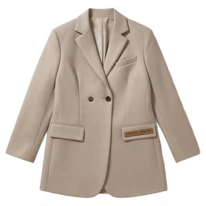 Short woolen blazer women's new winter casual all-match strap waist slimming mid-length foreign style coat