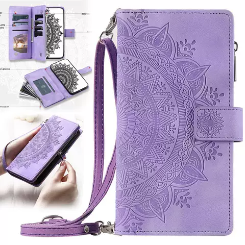 Embossed Mandala Wallet Phone Cases 12 Phone Cases for iPhone 17, 16, 15, 14 and 13
