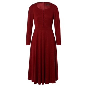 
[Same style in the mall] La Koradior Lacoti autumn and winter new retro square collar high waist slim dress