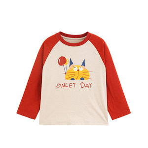 
Yantaijia children's clothing boys' cotton type A long-sleeved T-shirt raglan sleeve spring clothing baby boy's top children's printed T-shirt