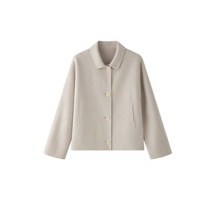 
TEASEL Alxa Secret Realm Silk Camel Down Shoulder Curved Sleeves Shirt Collar Profile Short Woolen Coat