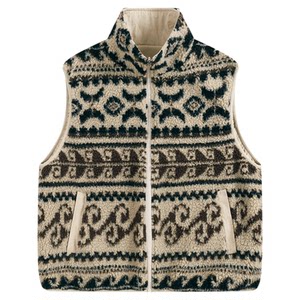 
ATRY reversible waistcoat vest jacket men's autumn fashion brand American retro design sense Fair Isle gourd pattern vest