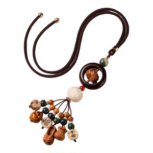 
New Chinese style mahogany lotus car pendants, interior car pendants, men's and women's high-end car rearview mirror safety pendants