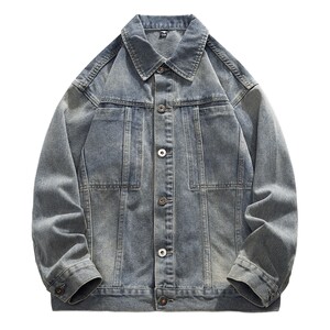 
Men's American Retro Denim Jacket Men's Spring and Autumn Versatile 2026 This Year's Popular Jacket Trendy Brand European and American Street