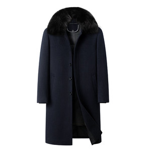 
Classic car, middle-aged and elderly woolen woolen coat, men's long knee-length down lining, dad's winter coat, thick windbreaker jacket