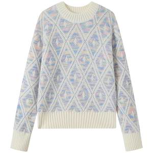 
Mutu Naihuhu rhombus sweater for women 2025 new autumn lazy style soft and waxy loose pullover sweater top