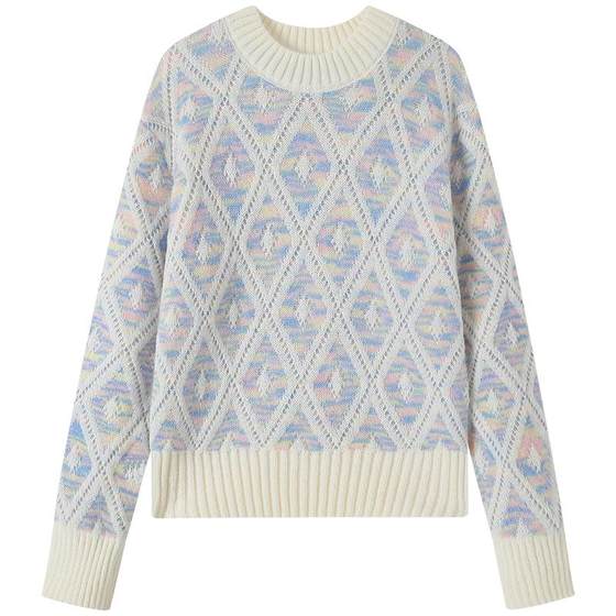 
Mutu Naihuhu rhombus sweater for women 2025 new autumn lazy style soft and waxy loose pullover sweater top