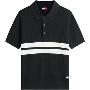 
[Strip texture] Tommy26 spring and summer pure cotton contrasting color short-sleeved POLO shirt collar sweater for men and women