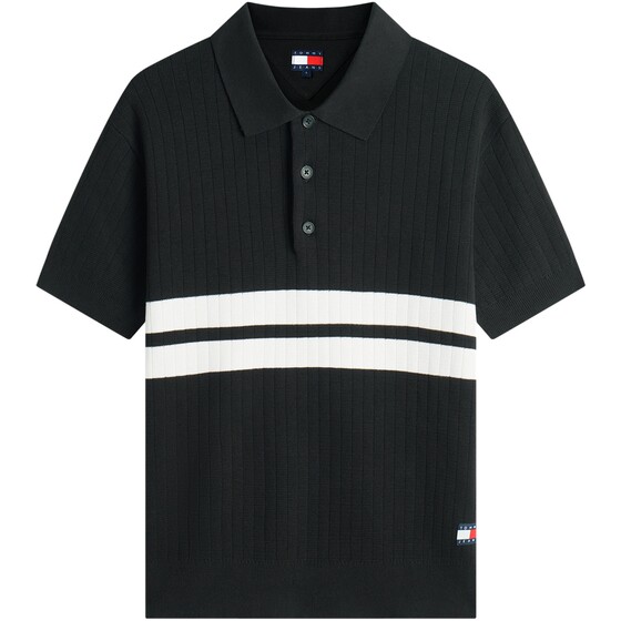 
[Strip texture] Tommy26 spring and summer pure cotton contrasting color short-sleeved POLO shirt collar sweater for men and women