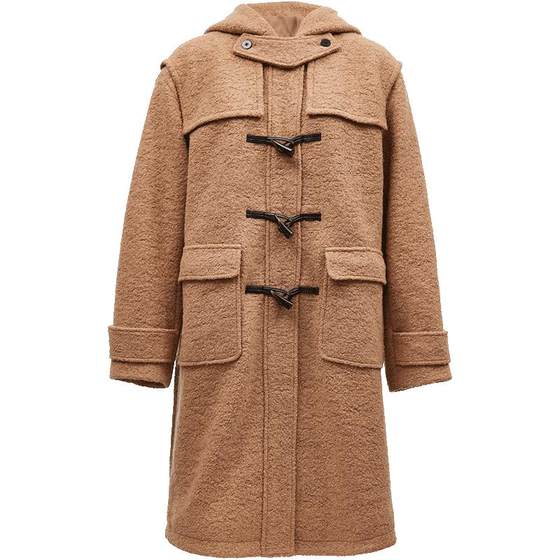 [ONLY Ole] Winter hooded mid-length woolen coat for women with sheep wool temperament