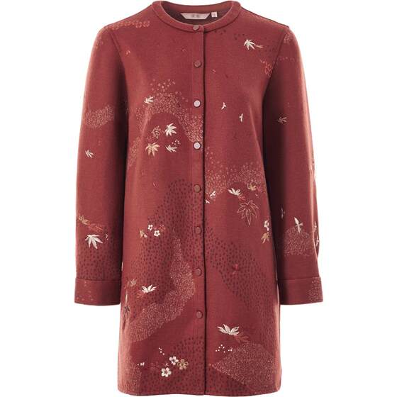 Fishing clothing windbreaker outside female 2023 new cotton embroidery flower long knitted woven coat FGFD3043