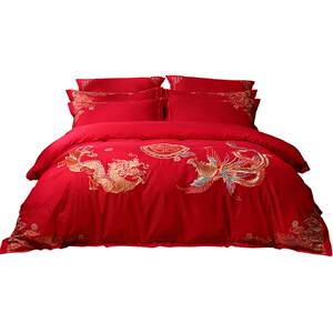 
Mercury Home Textile Wedding Embroidery Kit Wedding Bedding Pure Cotton Kit Festive Wedding Bedding Big Red