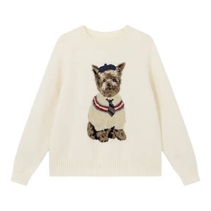 
Hello Canon Men's and Women's Same Style Jacquard Embroidered Sweater Women's Autumn New Retro Lazy Style Pullover Sweater