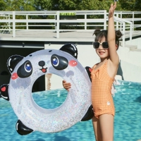 Детский плавательный круг, мультяшные блестки для ногтей, спасательный жилет, панда, 3-6-10 лет, увеличенная толщина