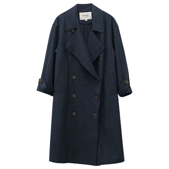 
Yisanliangpin small Korean version loose khaki high-end commuting casual long windbreaker jacket for women