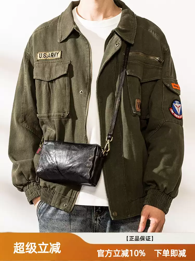 Genuine leather men's single-shoulder bag