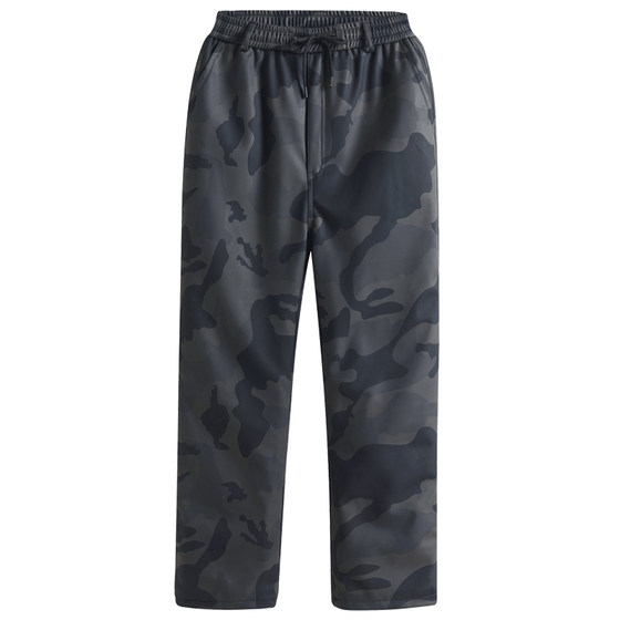 Windproof Thickened Camouflage Leather Pants Men's Driving Winter Waterproof Cycling Motorcycle Windshield Pants Takeaway Leather Jacket Suit