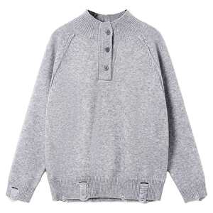 
Boys Autumn and Winter Trendy Cool Thick Holed Half Turtleneck Sweater 2026 New Children's Boys Half Cardigan Knitted Jacket