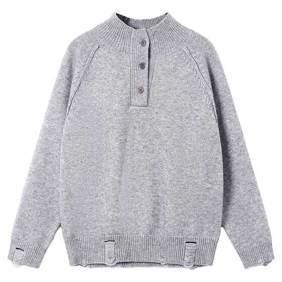 
Boys Autumn and Winter Trendy Cool Thick Holed Half Turtleneck Sweater 2026 New Children's Boys Half Cardigan Knitted Jacket