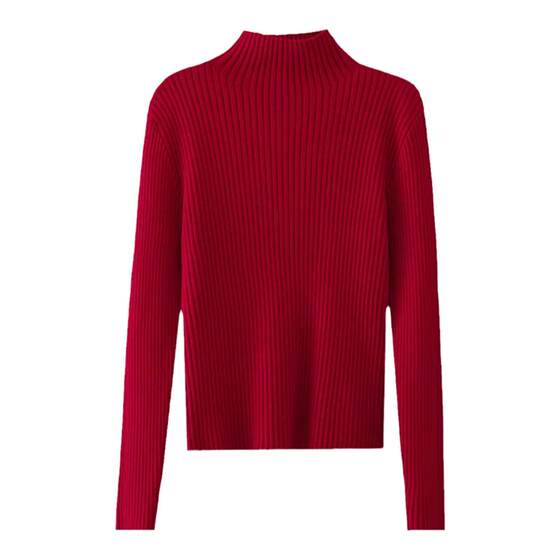 
Half turtleneck short sweater autumn and winter women's clothing 2025 new slim sweater small inner mid-neck base shirt