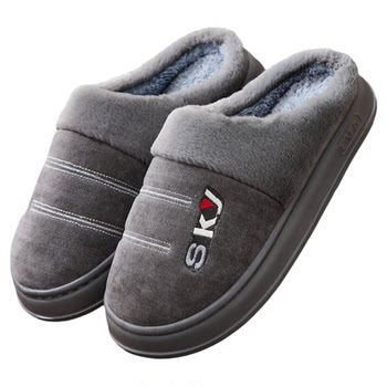 Winter men's large size increases the number of warm cotton slippers
