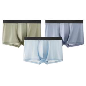 
3 pieces silver leather 301Pro men's boxer underwear modal ice silk teen pure cotton breathable crotch shorts