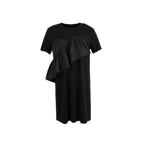 
PEIPEI Peipei maternity wear French design high-end loose summer wear new dress Korean large size black