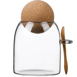 Meidu glass sealed jar with wooden spoon flower tea jar