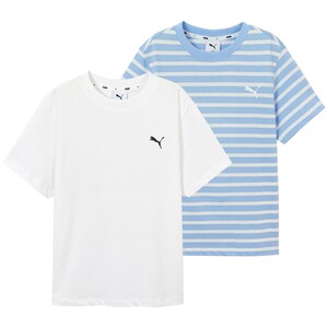 
[2-pack] PUMA Children's Clothing 26 new children's short-sleeved T-shirt fresh and fashionable solid color striped sports T-shirt