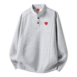 Charles heart Henry collar long-sleeved T-shirt for men and women spring and autumn new loose casual bottoming casual tops