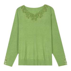 
2025 New Tops Early Autumn Embroidered Sweater Women Thin Sweater Lace Embroidered Bottoming Shirt Women