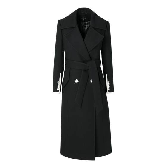 
IDPAN mid-length woolen coat for women in winter new fashion lace-up high-end fashion style temperament jacket