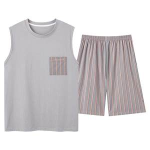 2025 Men's Pajamas Summer Modal Cotton Vest Sleeveless Shorts Thin Ice Silk Cool Feeling Home Clothes Set