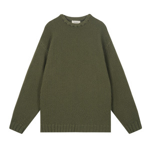 
RUSHBON 25 autumn and winter retro lazy soft waxy thick needle tweed heavy round neck pullover sweater thick knitted sweater for men