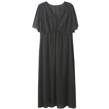 
Temperament commuting v-neck high waist slim long dress