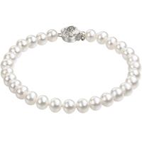 Luk Fook Jewelry Rose Buckle Freshwater Pearl Bracelet Women's AG925 Silver Chain Gift - F87DSB001