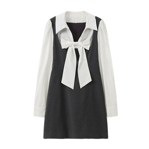 
Nishimachi Muraya fake two-piece bow dress 2026 spring new miu style college style long skirt XABA10649