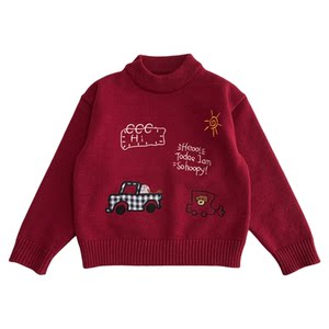 
Boys' winter sweaters 2025 new children's red Christmas festive annual sweaters autumn and winter round neck pullovers