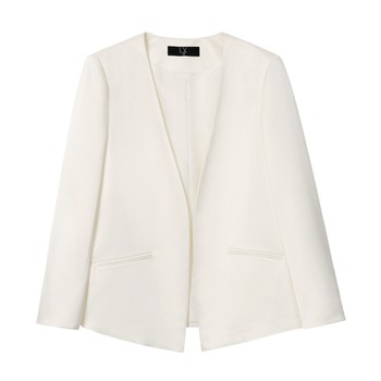 
Blue Satin Collarless Suit Suit Sling Dress Set