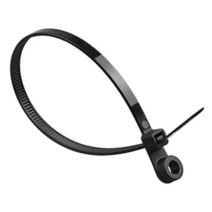 Screw hole nylon tie with fixed head, self-locking plastic round hole buckle, binding cable with locking rope, black and white color