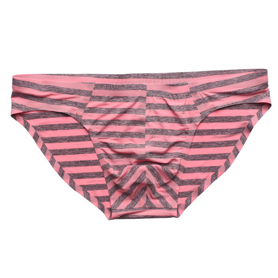 Men's underwear seamless ice silk youth sexy non -traceless striped silk silk, thin light, sensorless trousers pants