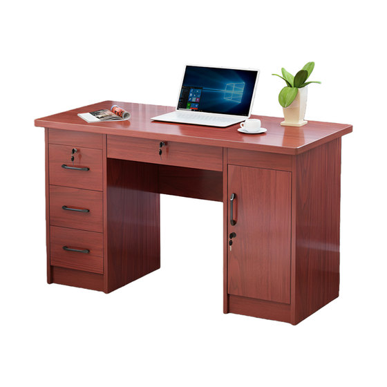 
Eco-board office desk solid wood home desk computer desk bedroom with lockable multi-drawer 1.2/1.4m writing desk
